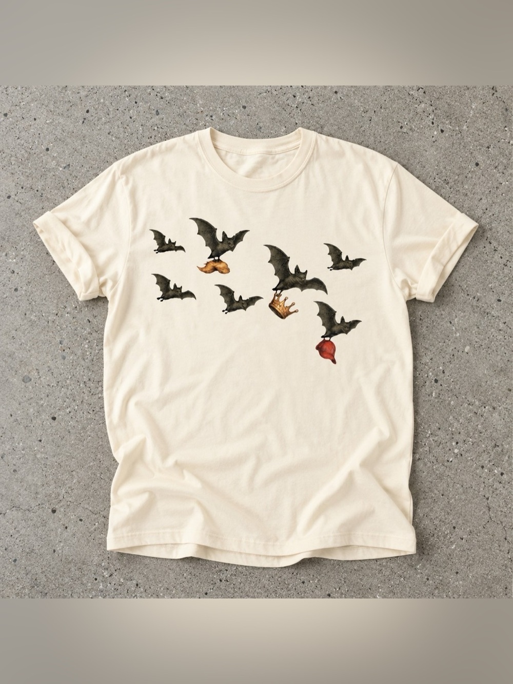 Gildan Halloween Bats Graphic T-Shirt Cream For Unisex